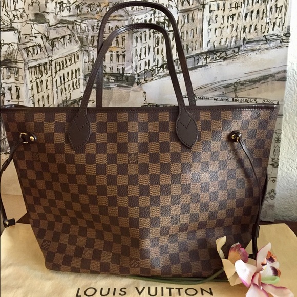 Louis Vuitton Handbags - Auth Louis Vuitton Neverfull MM Damier Ebene EUC